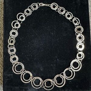 Elegant Sterling Silver Circle Link 18”Necklace (Italy 925)